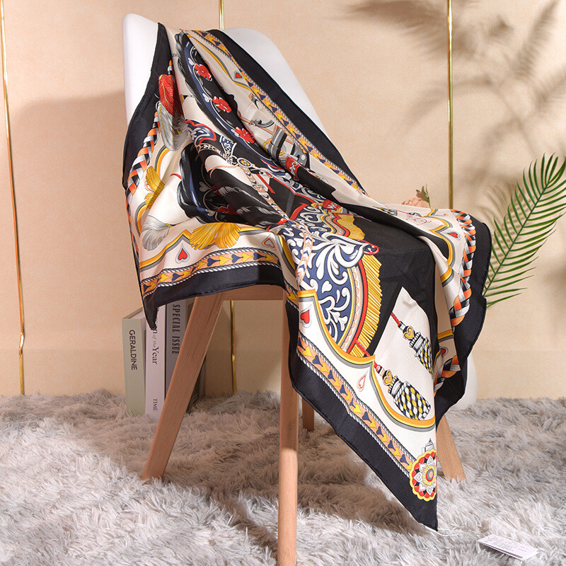 18 Momme Twill Silk Square Scarf with Curled Edges 35 Inch Boutique Elegance