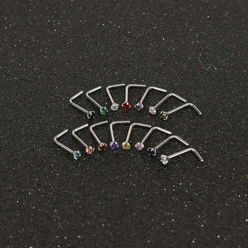 6-14 PIEZAS 20g Anillo de Perno para Nariz Pequeño Piercing Acero Quirúrgico Nariz Hueso/En Forma de L/Sin... - Imagen 7 de 7