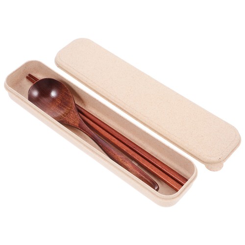 Wooden Spoon Chopsticks Lunch Utensils with Case Chipstrik and Travel