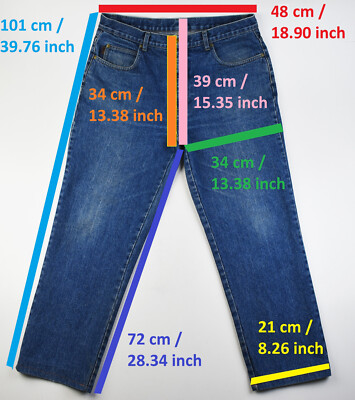 90s YSL Yves Saint Laurent Blue Denim Jeans Men Size 38 - Modified