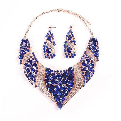 Statement Crystal Jewelry Set Choker Necklace Earring African Wedding Party Gift - Picture 127 of 154