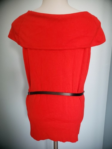 New York & Co 7th Avenue Design Studio Draped Belt Waisted Red Top NWT - Picture 7 of 8