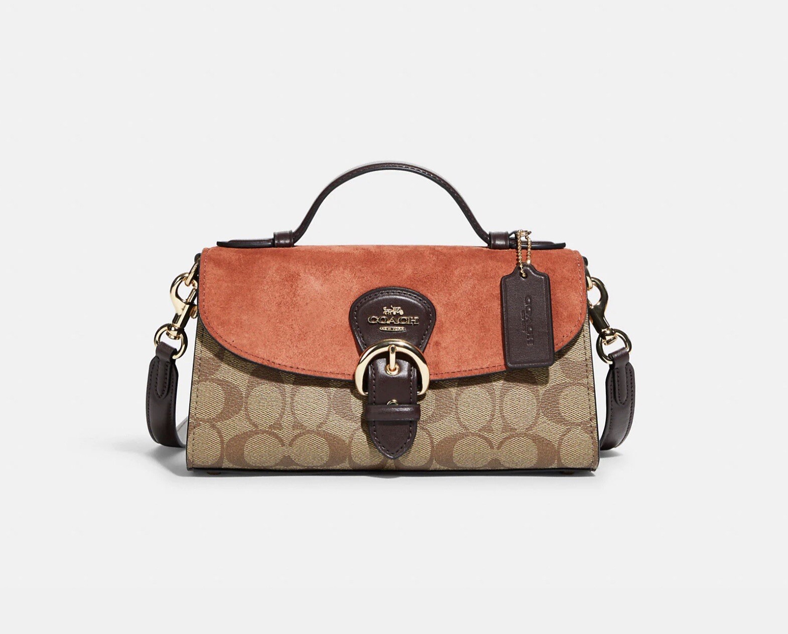 ☂️🍄Coach Kleo Top Handle In Signature Gold/Khaki Multi C8516 👍👍👍👍👍 image 2