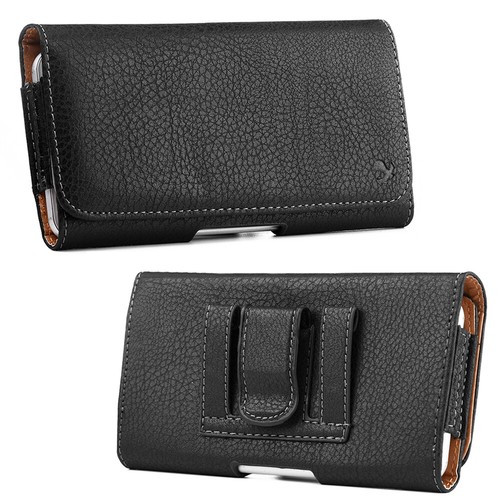 Any FLIP PHONES size at 4.25" x 2.5" - Black Pouch Holder Belt Clip Holster Case - Picture 2 of 5