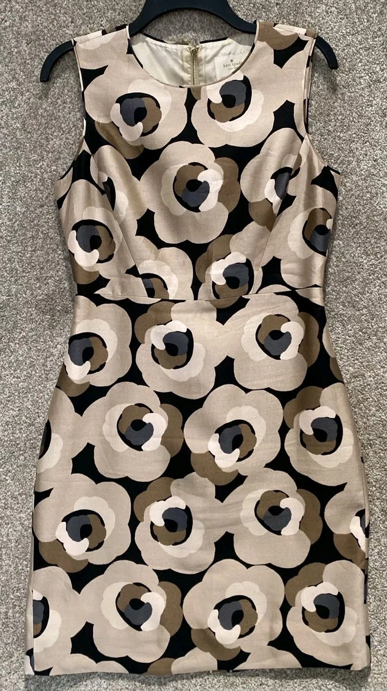 Abito donna Kate Spade 8 cotone seta tubino senza maniche deco rosa della floreale