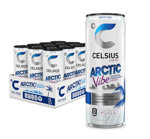 PACK OF 12 ✨ CELSIUS Sparkling ARTIC VIBE Energy Drink CANS | Zero Sugar Fun
