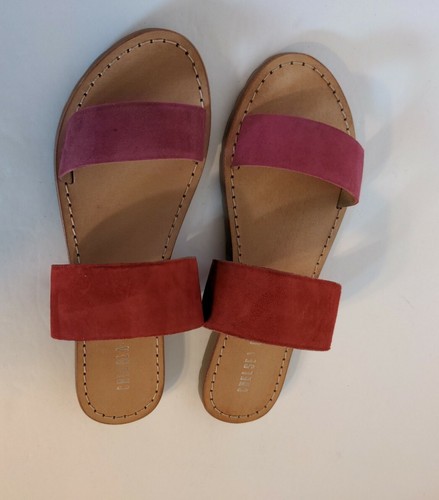 NEW Chelsea Crew "Sinister" Color Block Red Pink Slide Sandal Size 7 EU38 UK5 - Picture 5 of 12