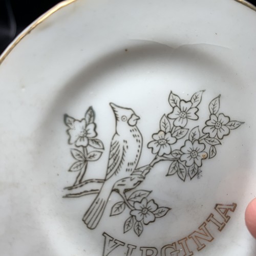 Miniature Teacup Tea Cup & Saucer Gold Accents Virginia Souvenir Japan Vintage - Picture 10 of 11