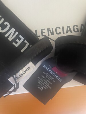 Balenciaga Black Leather Logo Printed Gloves, NWT | eBay