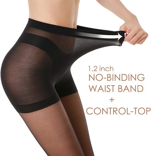 Damen transparente Strumpfhose 20D Control Top Strumpfhose mit verstärkten Zehen 3 Paar - Bild 22 von 43
