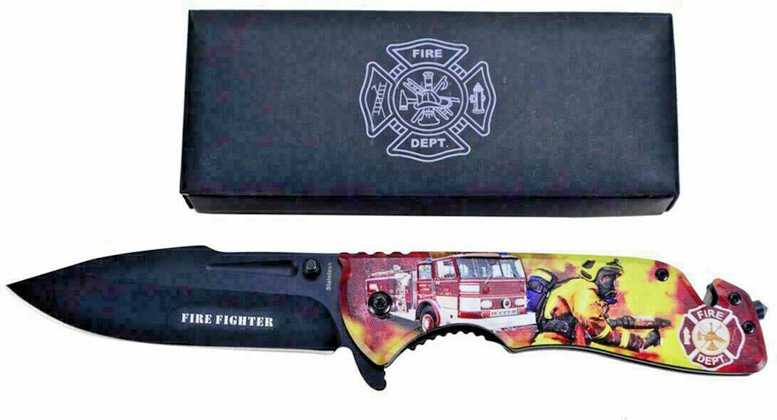FD Maltese Cross Folding Blade Spring Assist Open Pocket Knife Firefighter Gift FD Maltese Cross Folding Blade Spring Assist Open Pocket Knife Firefighter Gift