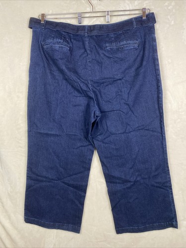 Eloquii Trouser Jeans Womens Plus 26 Short Tie Belted Pockets Wide Leg Denim - Picture 6 of 16