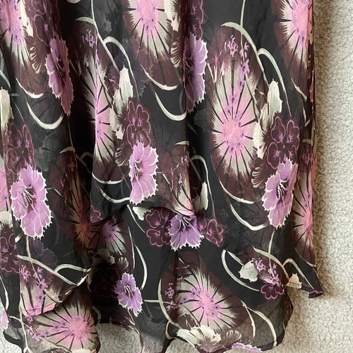 Anthony Original Top & Skirt Set Womens L Blk Purple Floral Top Butterfly Sleeve - Picture 7 of 17