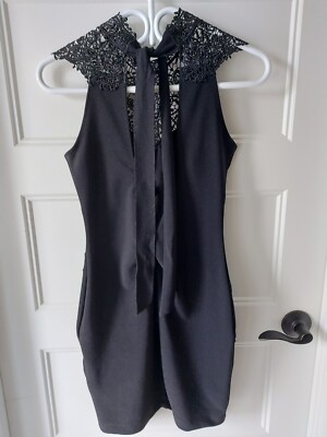 LE CHATEAU*little BLACK FITTED MINI DRESS*LACE FRONT*SLEEVELESS*XS*339351 |  eBay