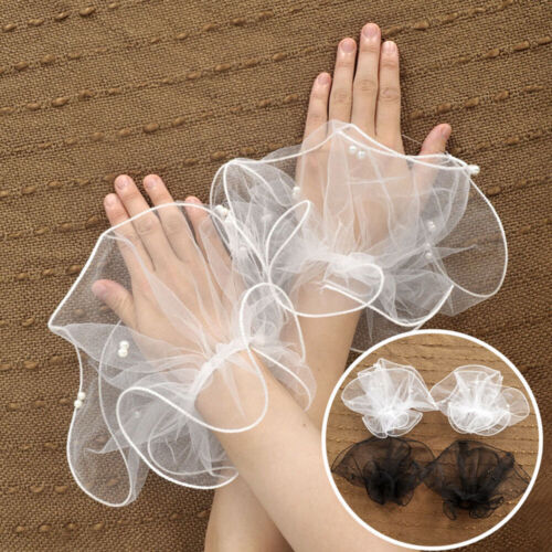 Gefälschte Handärmel Kurze Brauthandschuhe Rüschenmanschette Foto-Requisite ❤ - Bild 1 von 10