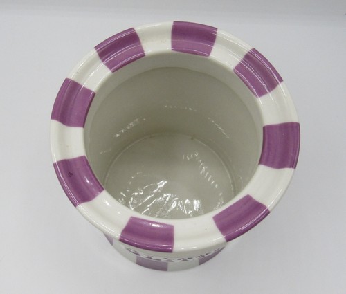 Jonathan Adler Glitter canister purple/white stripe ceramic lidded box circus - Picture 7 of 15