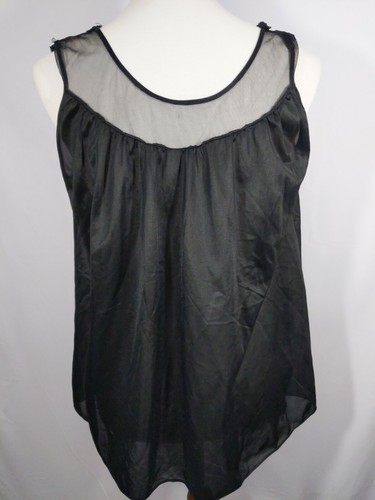 Damen Vintage Nylon Pandora Dessous Schwarz Kurzer Morgenmantel Und Top Set Größe Large - Bild 7 von 9