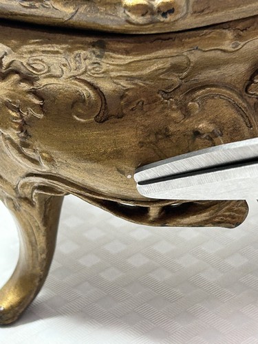 Vintage JEWELRY BOX Art Nouveau Style Gold Metal Trinket Casket 4.5” #1082 - Picture 7 of 13