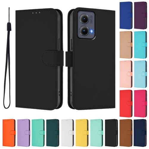 Solid Color Wallet Flip PU Leather Phone Case Cover For Motorola Edge (2024) 5G