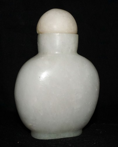 Vintage Chinese White Jadeite Jade Carved Snuff Bottle w Goldfish Motif(LeS) G11 - Picture 5 of 12