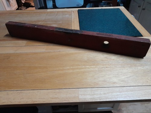 Rare PLATES JUST C. S. Co. wood & Brass Spirit Level 28"