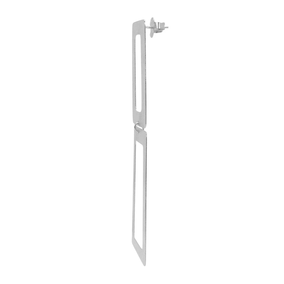 Sheila Fajl Double Open Rectangle Statement Earrings in Silver Plated - Image 2 of 3