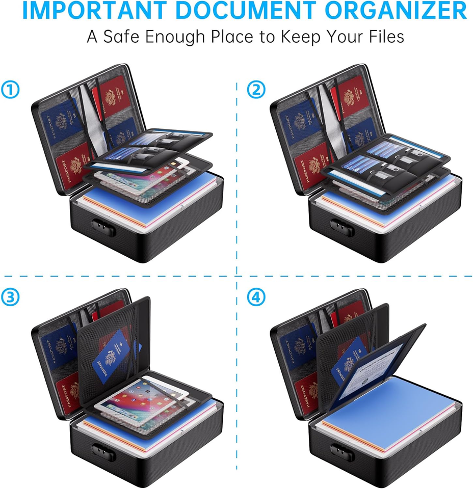 5200°F Fireproof Document Bag with Lock,Heat Insulated Fireproof＆Waterproof Box eBay