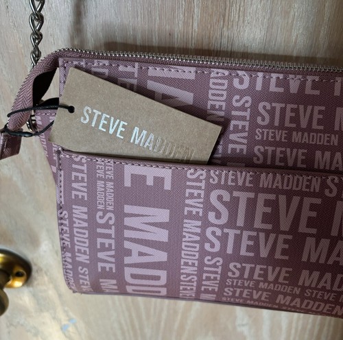 Steve Madden BLEXI Bandolera Acentos Plateados Logo Estampado Completo Cartera Bolso de Mano - Imagen 7 de 12