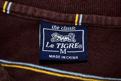 Vintage Le TIGRE Shirt Size S 90s Brown Blue Stripe polo Shirt Cobain Grunge - Picture 5 of 6
