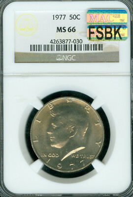 1977 KENNEDY HALF DOLLAR NGC MS66 FSBL FULL SPLIT BEAK 1ST STRIKE MAC ...