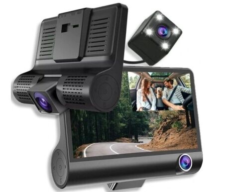 4'' Autokamera Auto KFZ DVR 3Lens Recorder 1080P Dashcam G-sensor Nachtsicht