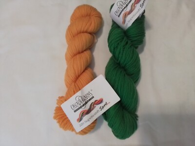 Cascade 220 Superwash Sport Yarn 2 = Lot, Green & Yellow 136 yds