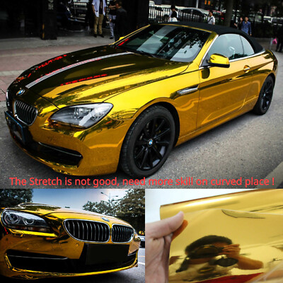 Gold Flat Smooth Mirror Chrome Car Wrap Metal Vinyl Decal Sticker Air Free US