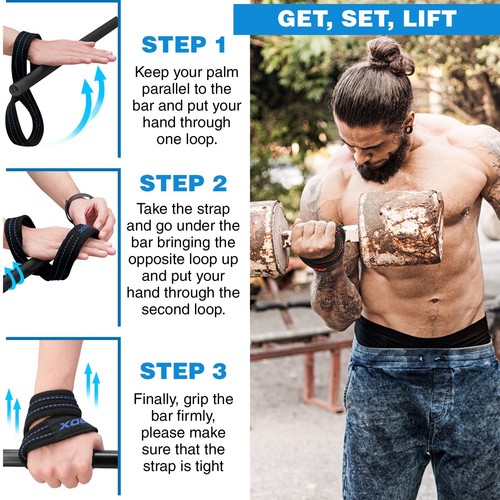 RDX Weight Lifting Straps Figure 8, Anti Slip Strap wrist Support Gym Workout - Picture 9 of 73