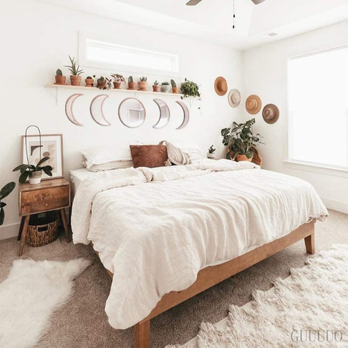 5 Pieces Scandinavian Natural Decor Acrylic Wall Decorative Mirror Interior Desi - Picture 2 of 6