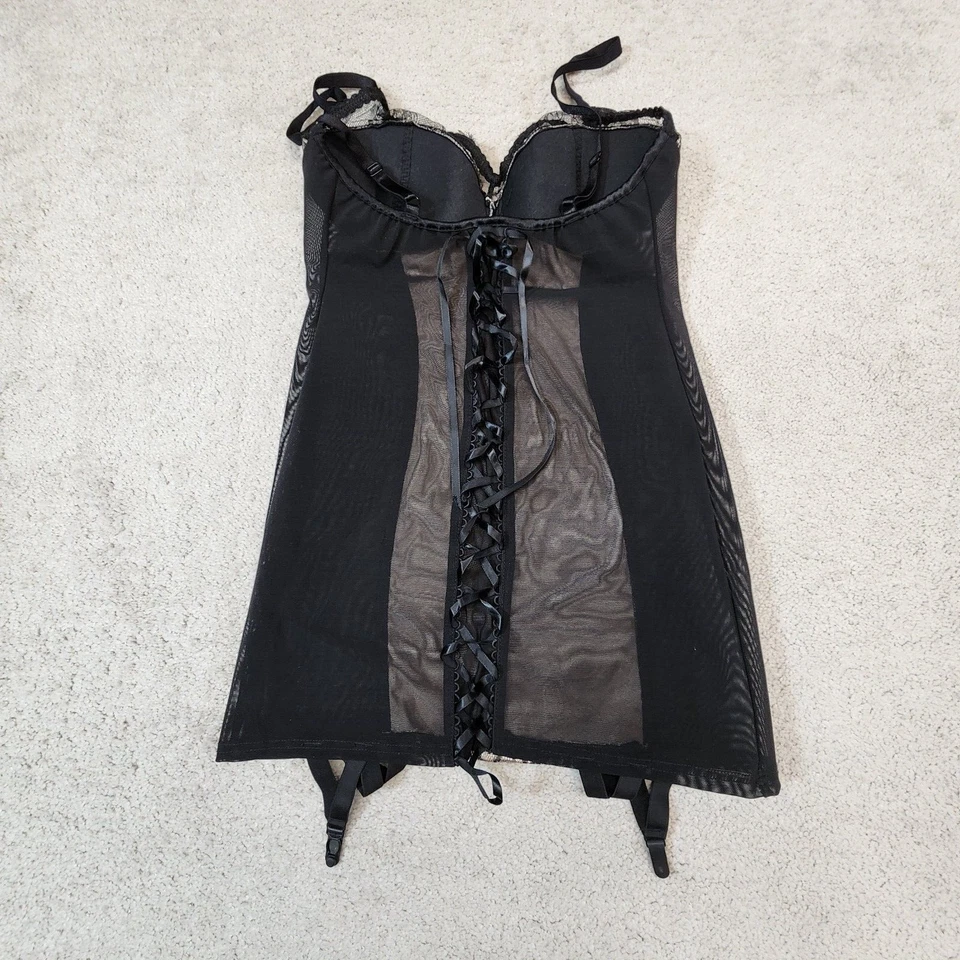 Black Babydoll Lingerie Bustier Top Fairy Coquette Glam Goth Sexy Large - Image 2 of 4