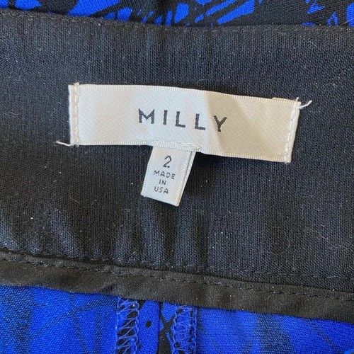 Milly Womens Size 2 Blue Black Pants Side Zipper Ankle Length 26" Inseam - Picture 7 of 7