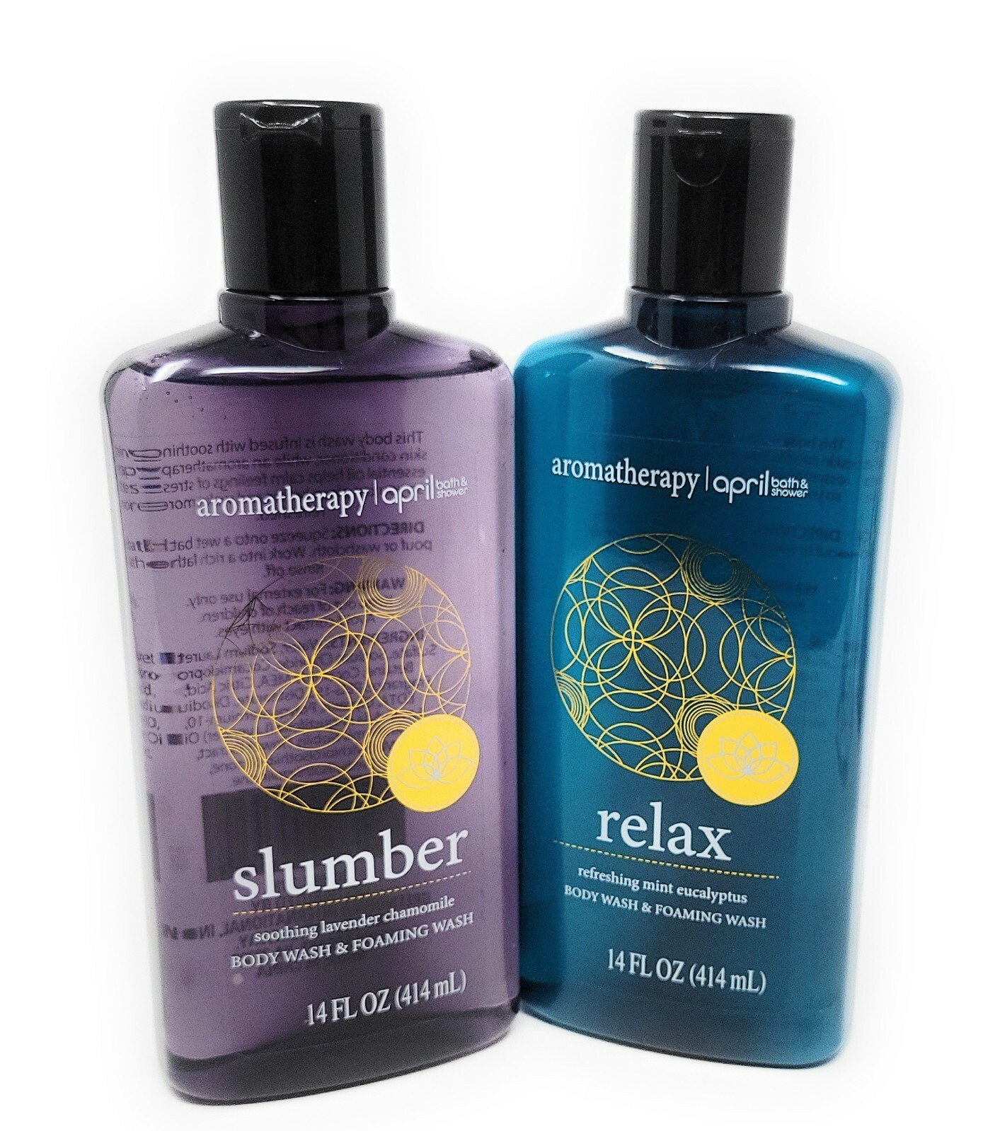 April Bath & Shower Relax and Slumber Aromatherapy Body Wash 14 oz. Set