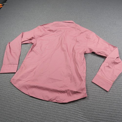 Vantage Mens Buttons Up Shirt Small 16 Red Long Sleeve Collared Office Slim Fit - Picture 10 of 10