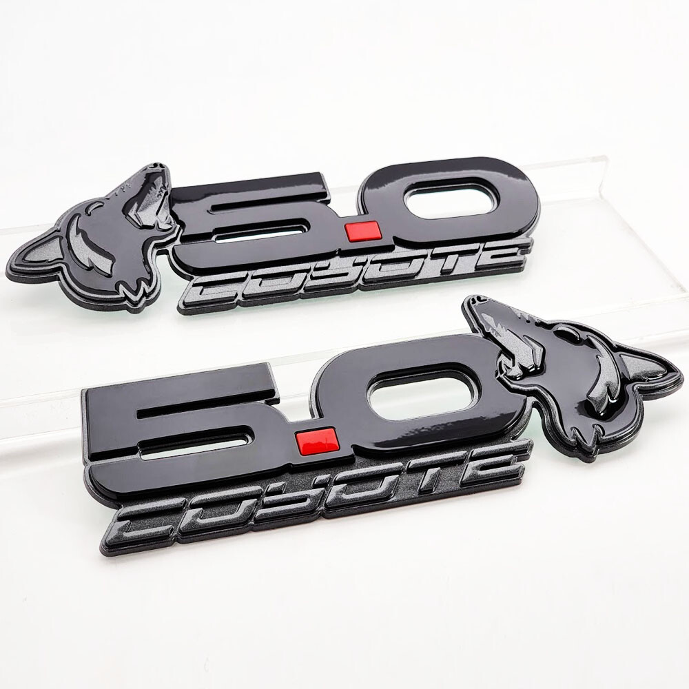 Mustang Howling Coyote 5.0 Fender and Decklid Emblem Package; Blue with