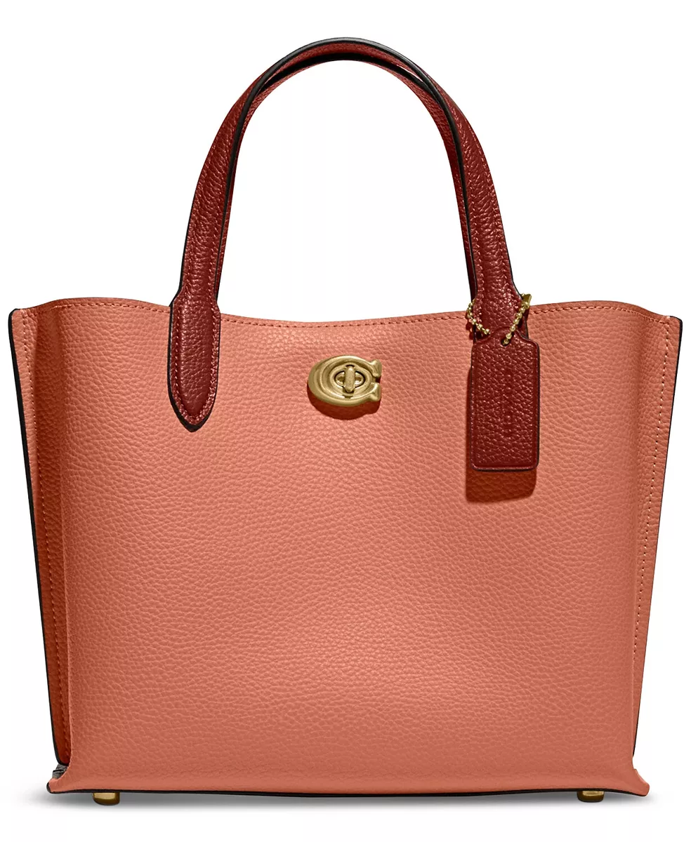 COACH Colorblock Leather Willow Tote 24 Crossbody NWT Coral C8561