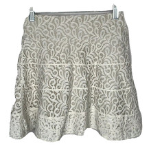 Express Womens Aline Mini Skirt Size 2 Lace Lined White EUC