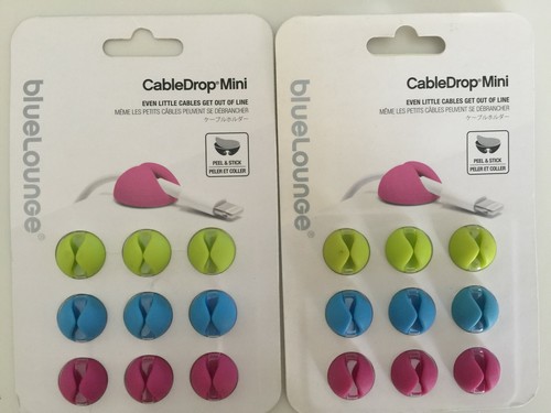 2X Bluelounge CableDrop Mini Bright Cable Management System Pink Blue Green NEW