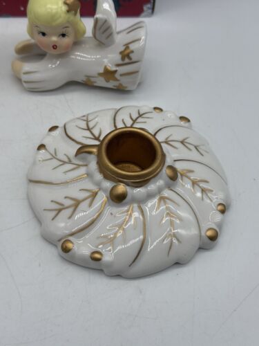 Abrazador de velas de cerámica de Navidad con bases oro blanco decoración navideña - Imagen 3 de 13