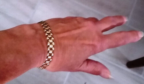 PULSERA DE ESLABÓN PANTERA DE ORO AMARILLO 14K DE COLECCIÓN DE 7" MILOR ELEGANTE ITALIA 11.51G - Imagen 9 de 11