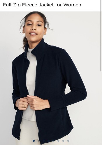 NWT old Navy Women’s 2X Navy Blue Zip Up Fleece Jacket - Picture 7 of 10