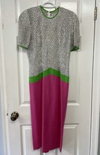Vintage Regina Kravitz Womens Color Block Polka Dot Linen blend dress 6