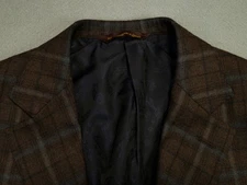 Robert Talbott Sport Coat Men's 46r Classic Fit Wool & Cashmere Windowpane 2 Btn