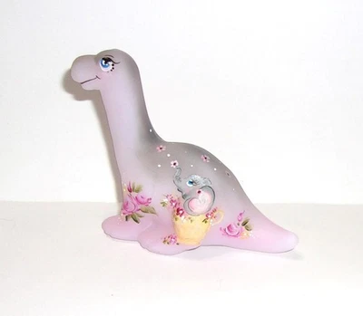 Fenton Glass Rosie Elephant Teacup Dinosaur Figurine Ltd Ed #46/60 M Kibbe - Image 1 of 4