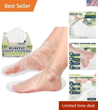 Moisturizing Foot Covers - 200 Ribbed Anti-Slip Paraffin Wax Bags with Stickers